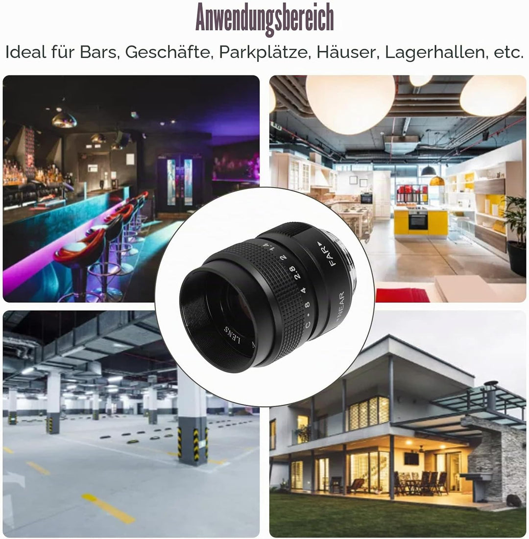 25 Mm F1,4 CCTV-Objektiv für C-Mount-Kamera, Blende und Fokussierung Manuelle Einstellung, 19,6 Betr