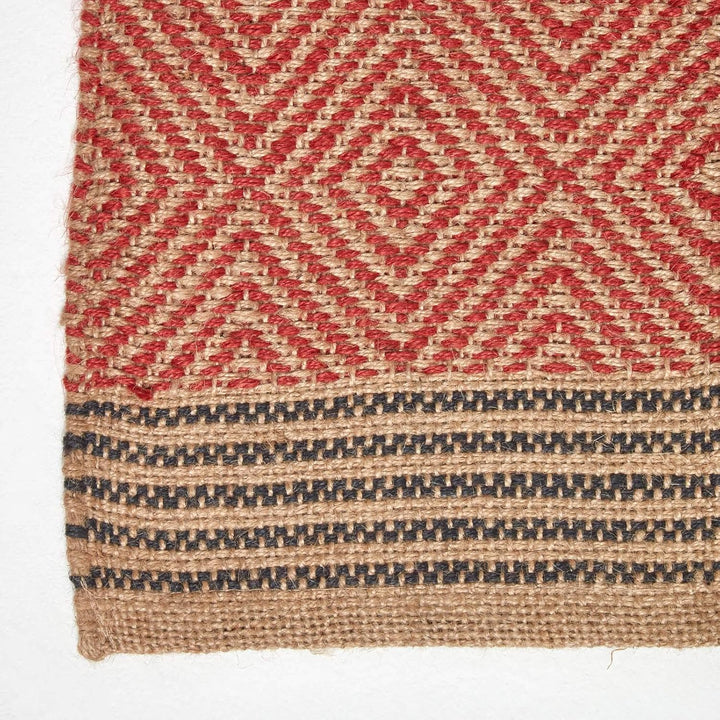Homescapes Naturfaser Teppich Läufer 66 x 200 cm 100% Jute Küchen-Läufer blau beige geometrisches Mu