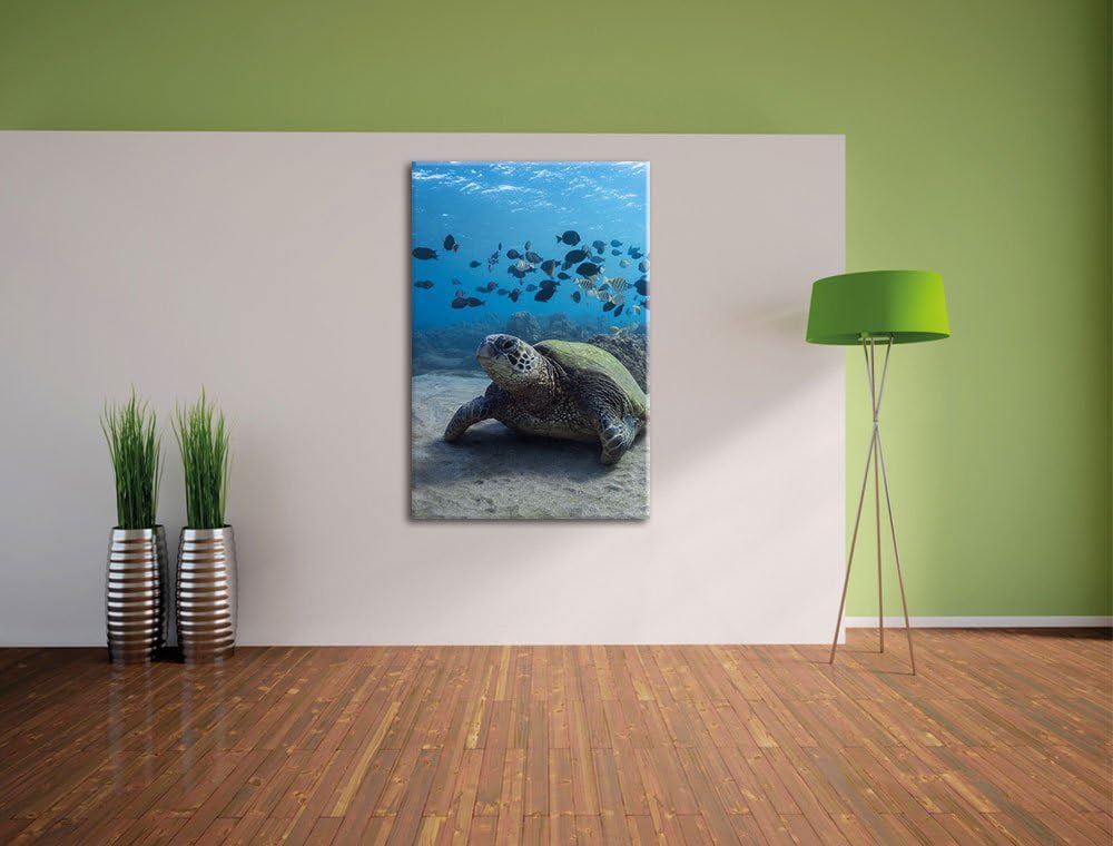 Pixxprint Ninja Turtles, Format: 100x70 auf Leinwand, XXL riesige Bilder fertig gerahmt mit Keilrahm