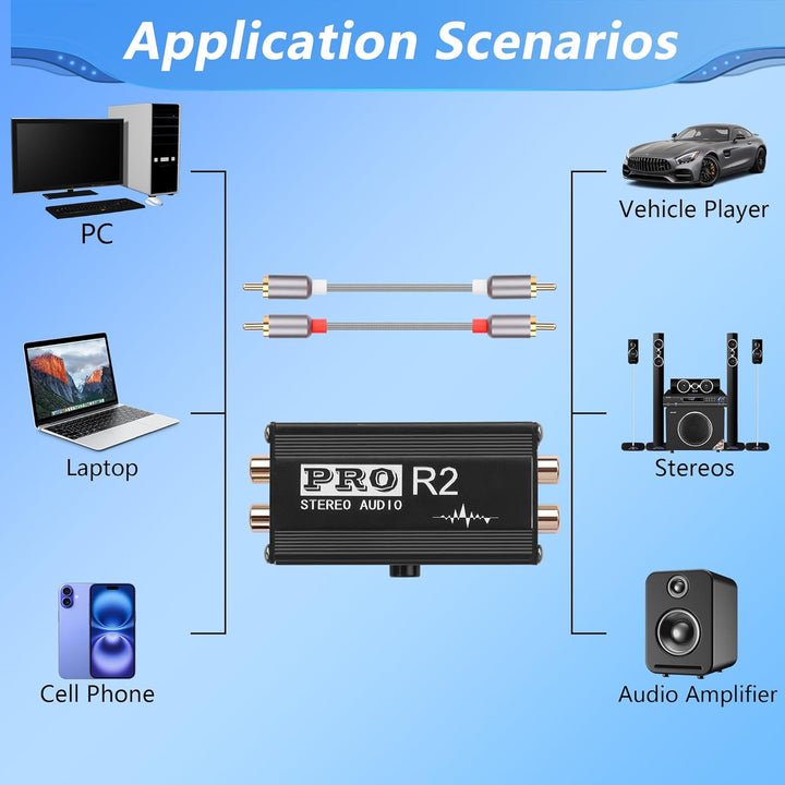 CERRXIAN RCA Ground Loop Noise Isolator, Hum Eliminator, RCA 2 Kanal Passive Isolation Transformer,