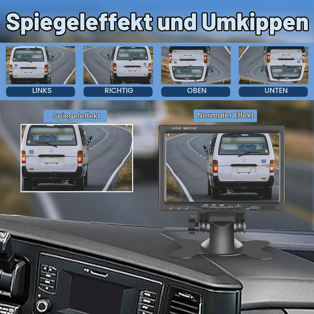Hodozzy Rückfahrkamera 2 Kameras 7 Zoll IPS Monitor AHD Kamera Wasserdicht, Nachtsicht Frontkamera R