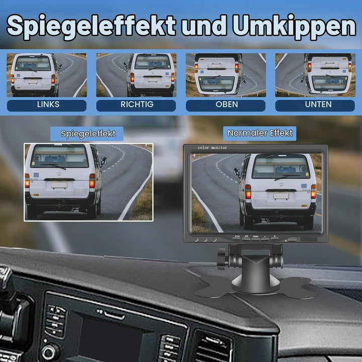 Hodozzy Rückfahrkamera 2 Kameras 7 Zoll IPS Monitor AHD Kamera Wasserdicht, Nachtsicht Frontkamera R