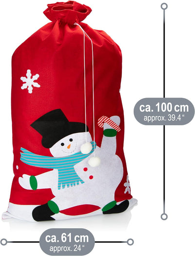 com-four® 3x Geschenksack XXL für Weihnachten - Nikolausbeutel mit weihnachtlichen Motiven zum Befül