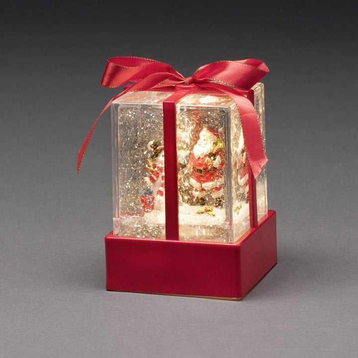 Konstsmide LED Weihnachtspresent mit Weihnachtsmann & Schneemann, wassergefüllt, 5h Timer, warm weis