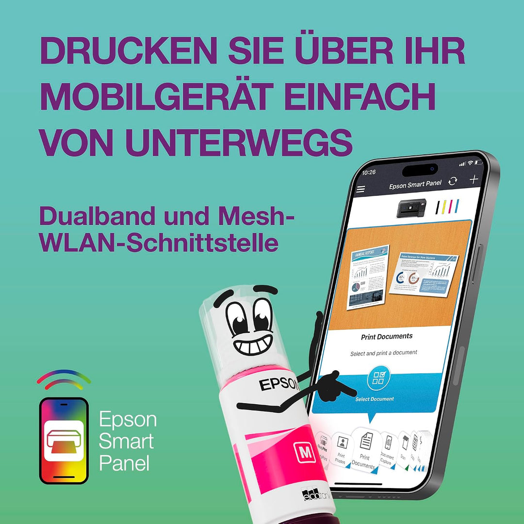 Epson EcoTank ET-2955 Tintentankdrucker | für vielbeschäftigte Haushalte | WLAN | A4 | Drucken, Kopi