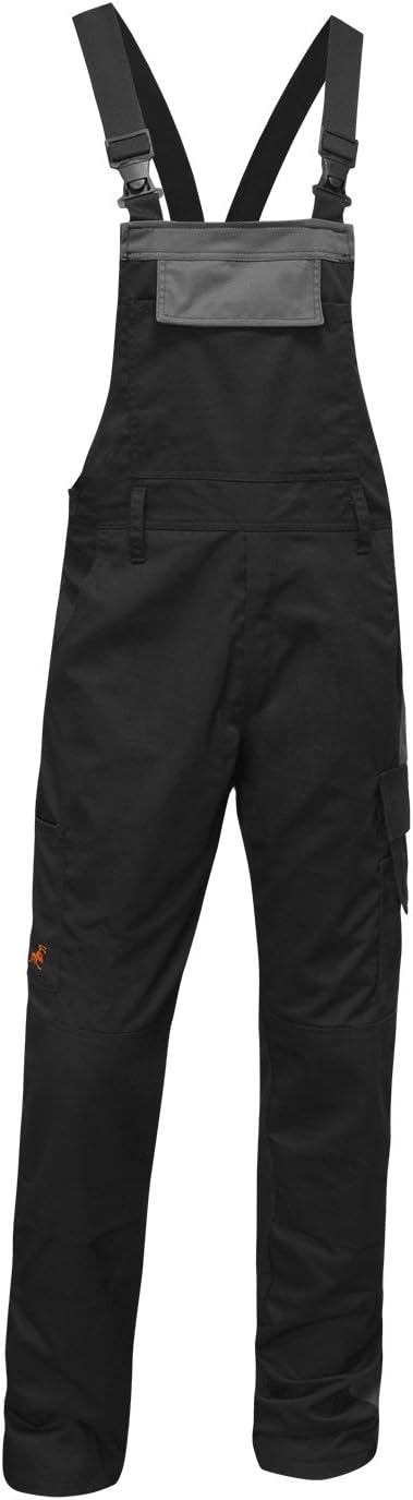 strongAnt Latzhose Herren Stretch Arbeitshose Arbeitslatzhose mit Kniepolstertaschen Schwarz Grau We