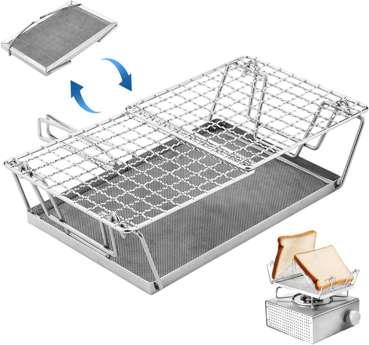Camping -Toaster für Gasherd - Edelstahl Herd Brot Toast Rack für Küche, Wandern, Grill und Picknick
