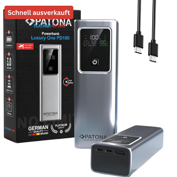 PATONA Platinum Powerbank 20.000mAh PD100W | 74Wh Power Bank mit Li-Ion Batterie | Schnellladung | 2