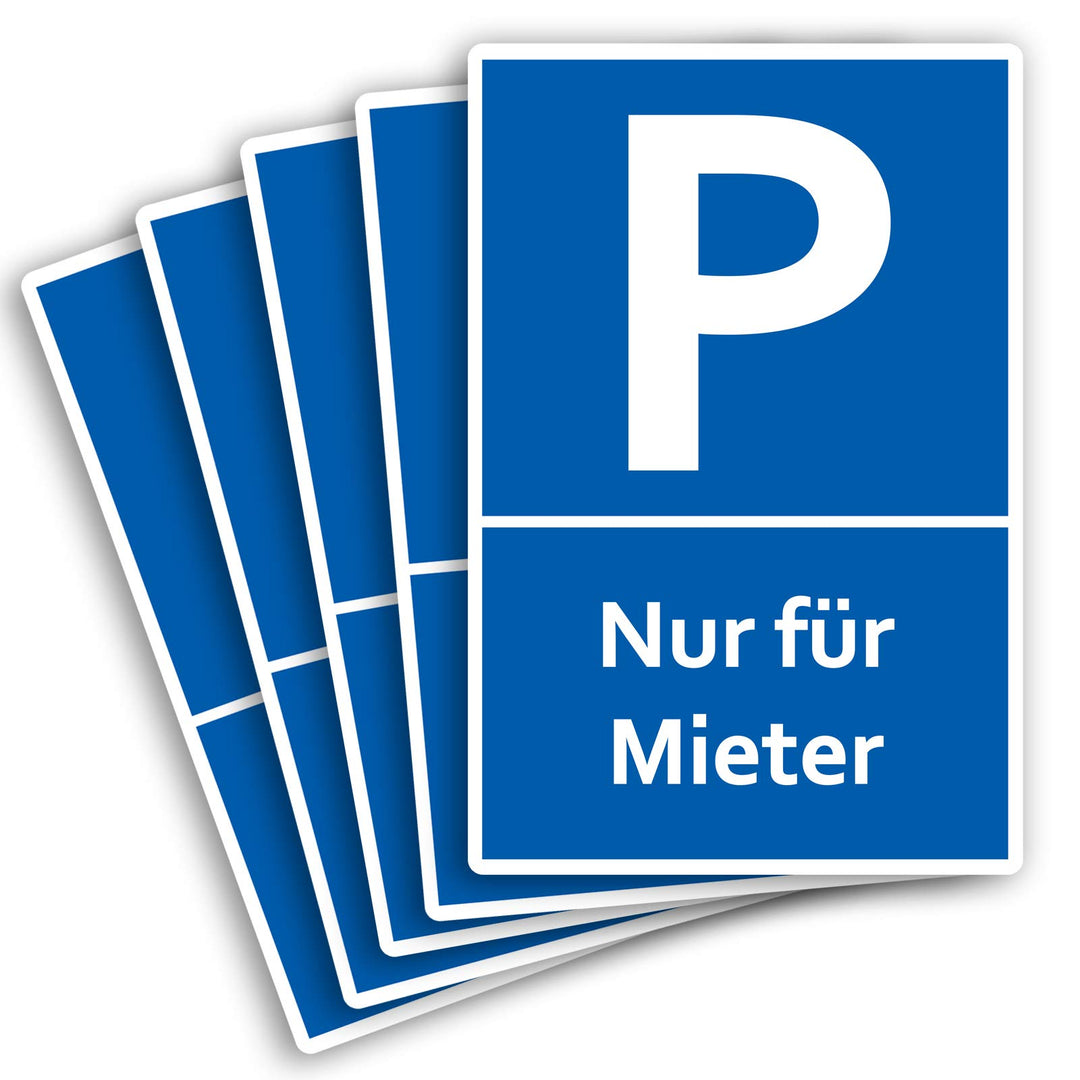 5 Stück Nur für Mieter Parkplatzschild Schild 20 x 30 cm aus stabiler PVC Hartschaumplatte 3mm mit U