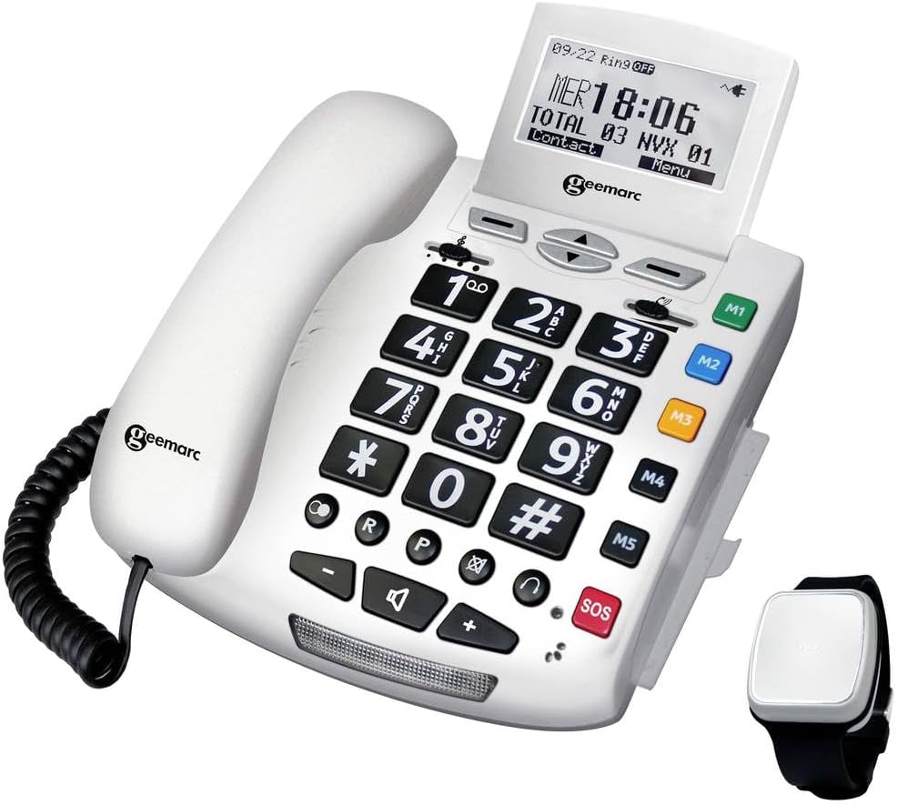 Geemarc Pack Serenities - Telefon und Armband zur Sturzerkennung mit grossen Knöpfen und starker Ver