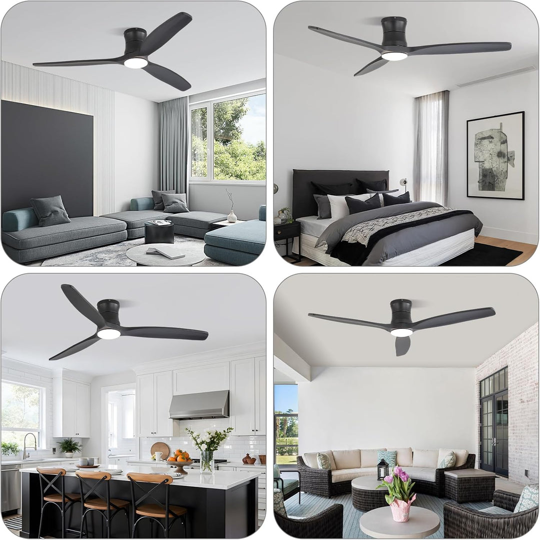 Sofucor Smart Deckenventilator mit Beleuchtung,132cm Massivholz Deckenventilator mit Licht, Alexa/AP