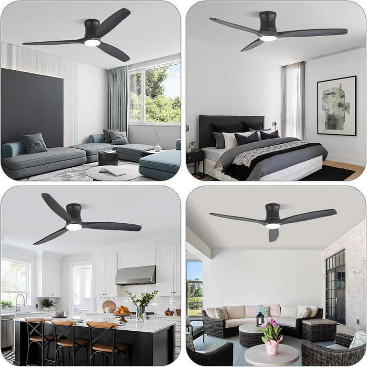Sofucor Smart Deckenventilator mit Beleuchtung,132cm Massivholz Deckenventilator mit Licht, Alexa/AP