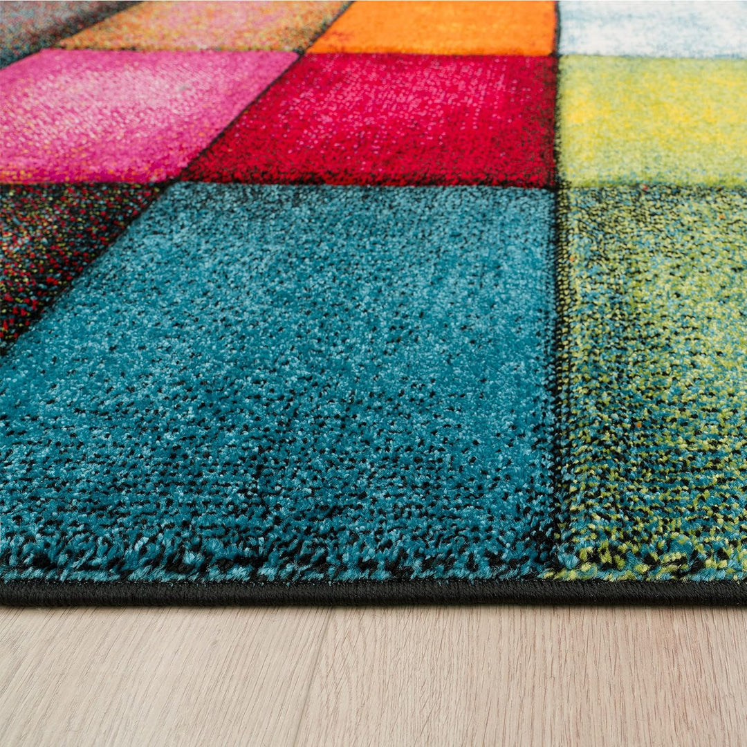 Paco Home Teppich Wohnzimmer Kinderzimmer Kurzflor Moderne 3D Optik Kariert Geometrische Muster, Grö