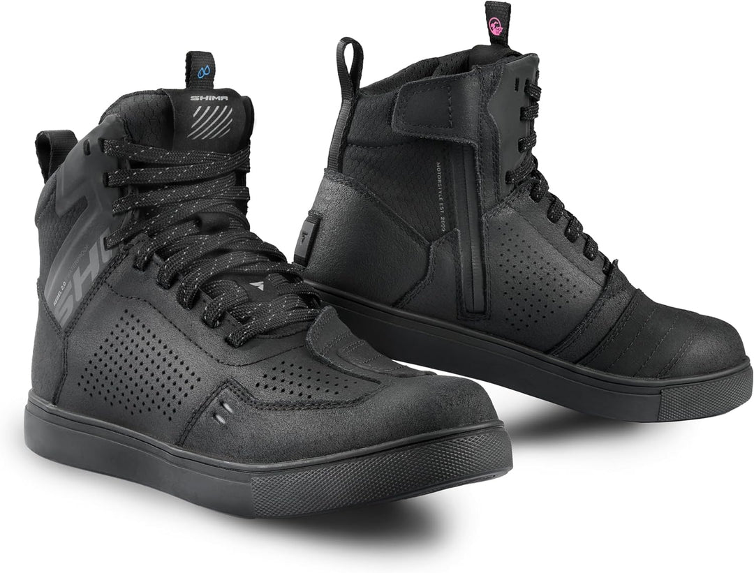 SHIMA Rebel 2.0 Motorrad Schuhe Herren Leder Belüftet Motorradstiefel Protektoren Sneaker Rutschfest