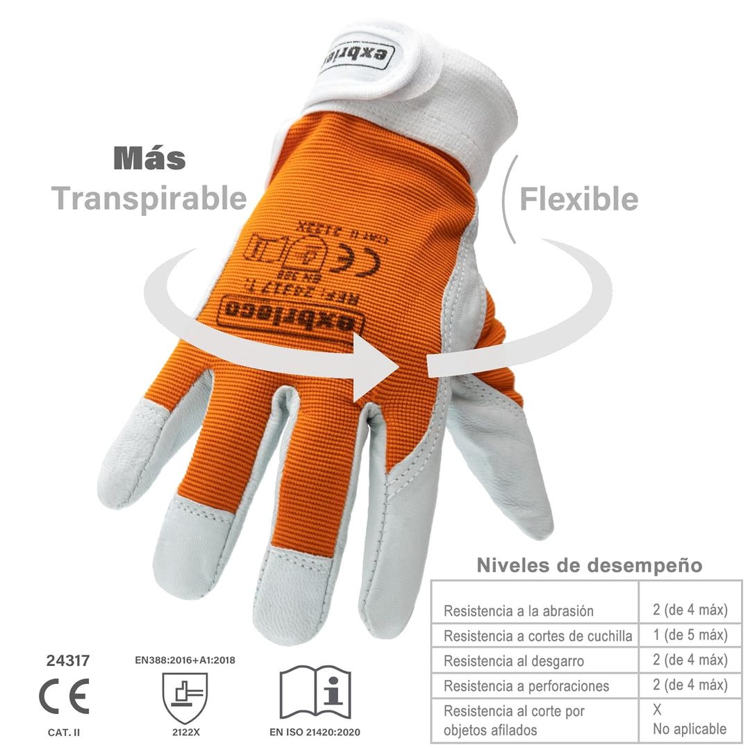 EXBRIECO 1, 3, 6 oder 12 Paar, Gartenhandschuhe aus Leder, Lammfellhandschuhe, Arbeitshandschuhe aus