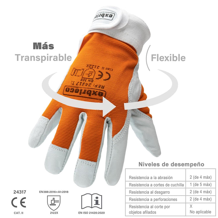 EXBRIECO 1, 3, 6 oder 12 Paar, Gartenhandschuhe aus Leder, Lammfellhandschuhe, Arbeitshandschuhe aus