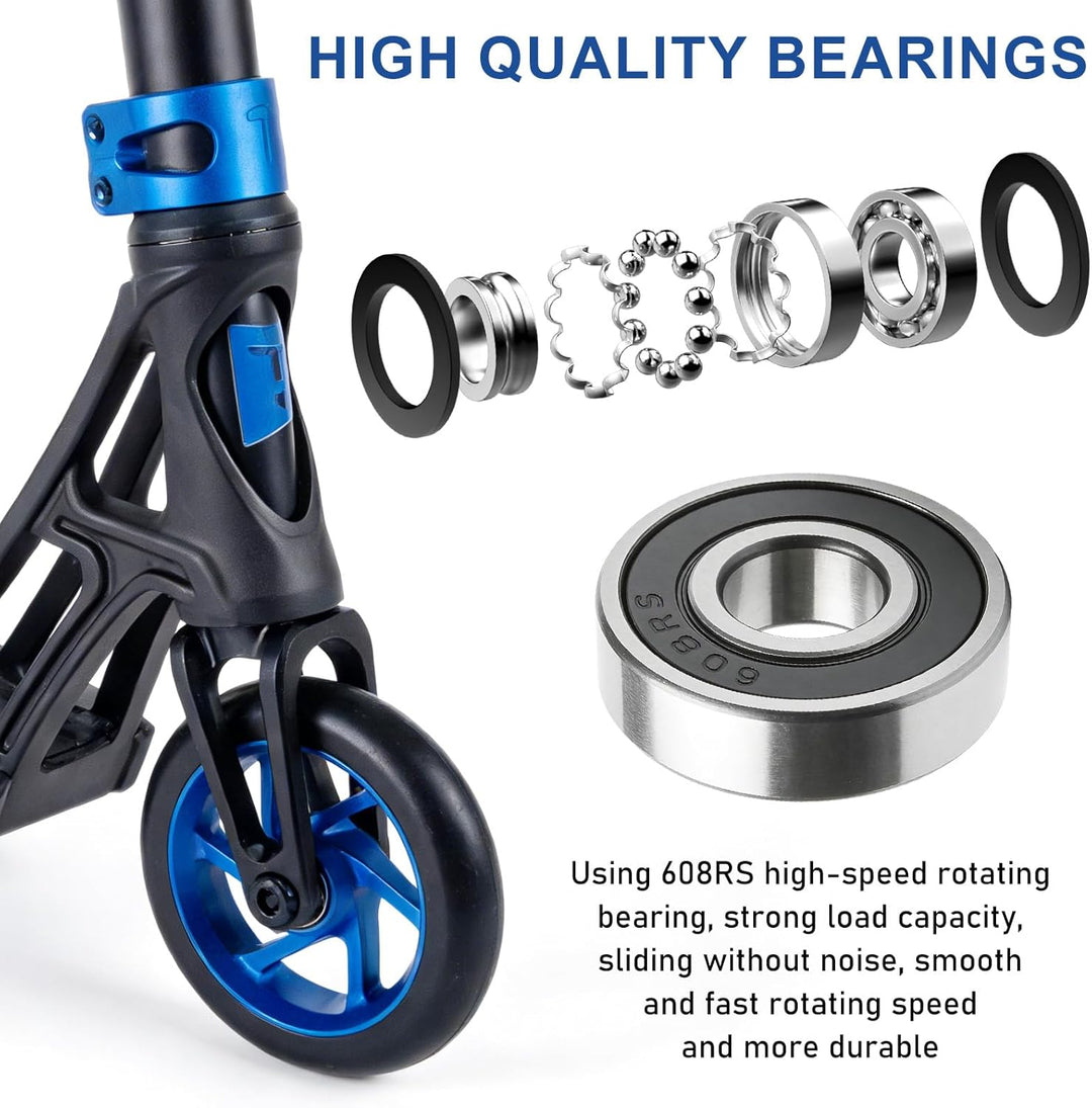 2 Stück 100mm Stunt Scooter Rollen Reifen Mit Felgen Aus Aluminiumlegierung Und Anti-Blockier, Scoot