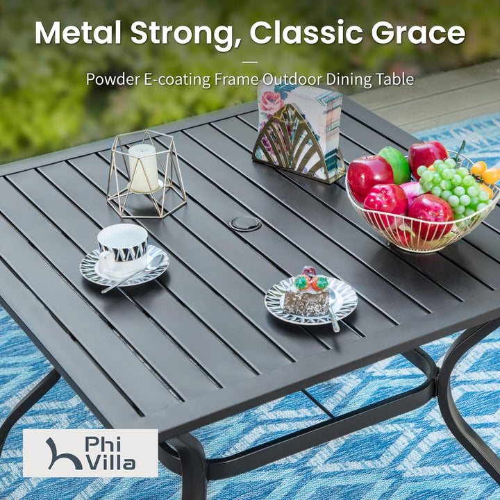 PHIVILLA Gartenmöbel Set 4 Stühle mit Tisch Wetterfest Terassenmöbel Gartentisch mit Stühlen Garten