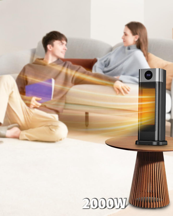 Heizlüfter Energiesparend, 2000W PTC Keramik Heizlüfter Room Heater mit Thermostat Fernbedienung 70°