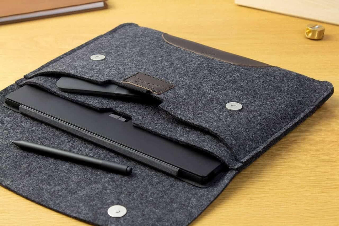 Pack & Smooch Für Surface Pro 9/8 / 7 Hülle 100% Wollfilz Und Pflanzlich Gegerbtes Leder Handmade in