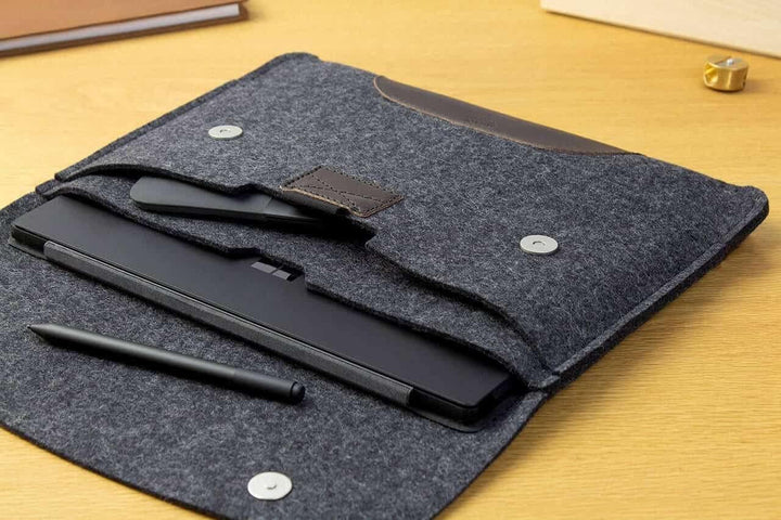 Pack & Smooch Für Surface Pro 9/8 / 7 Hülle 100% Wollfilz Und Pflanzlich Gegerbtes Leder Handmade in