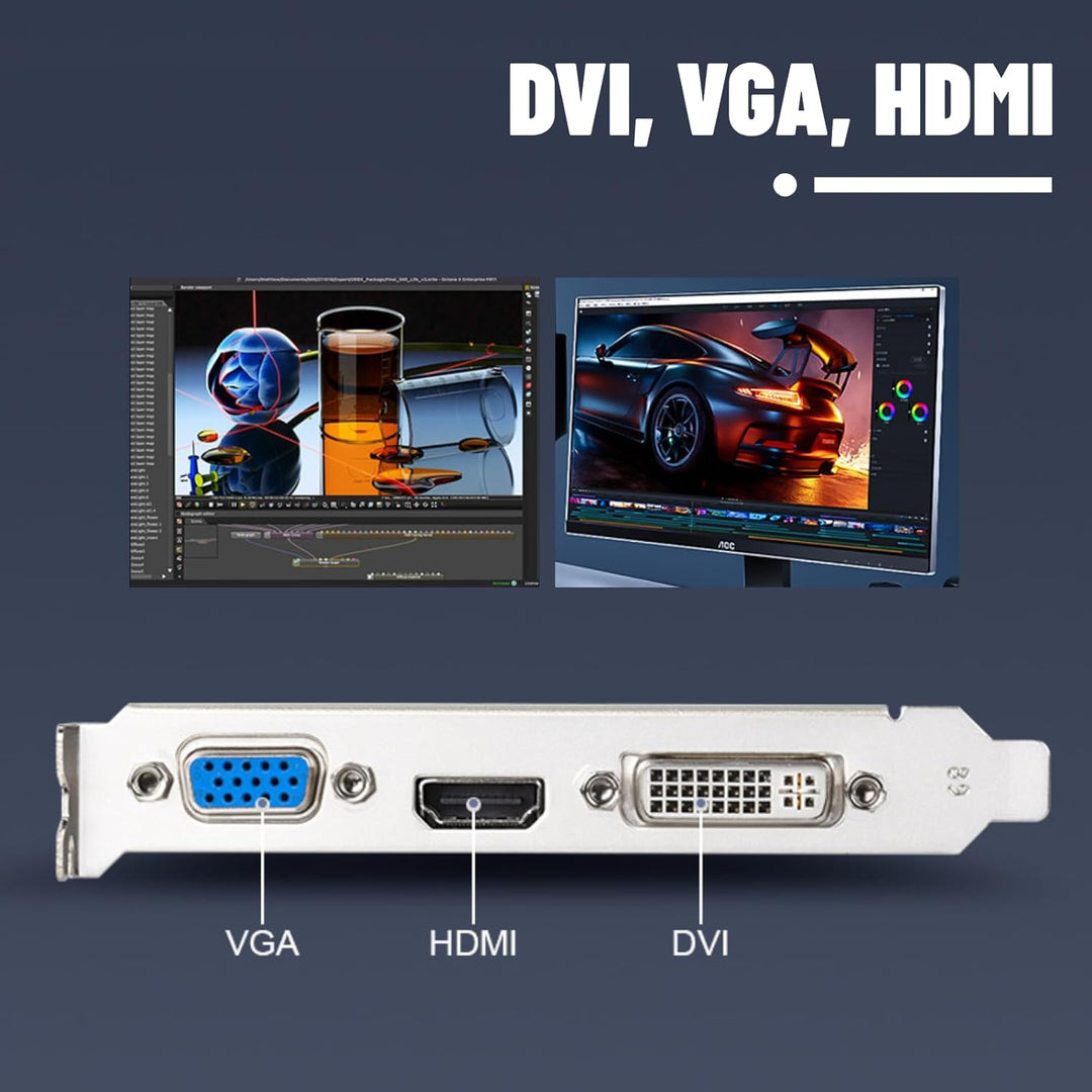 Bewinner GT610 Grafikkarte, 2 GB, DDR3, 64 Bit, HDMI DVI VGA Desktop Grafikkarte, PCI Express X16 Co