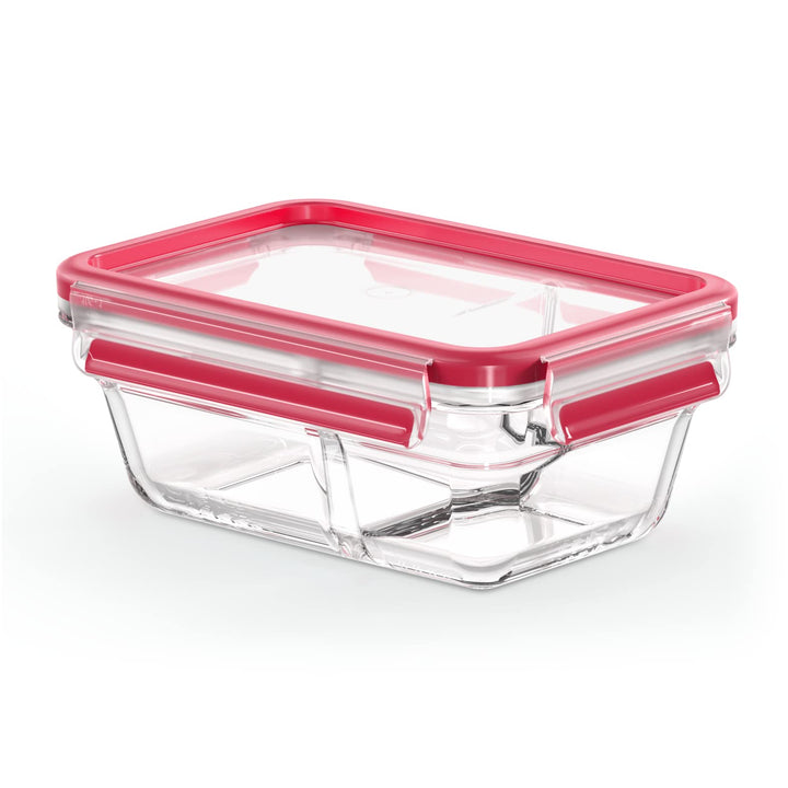 EMSA Clip & Close Glas Frischhaltedose, rechteckig, 0,8 L, 100 Prozent dicht, rutschfestes Stapeln,