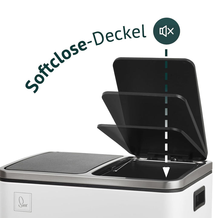 SVITA TM2X30 Treteimer 60 Liter Abfalleimer Mülleimer Design Mülltrennung Papierkorb Küchen-Ordnung