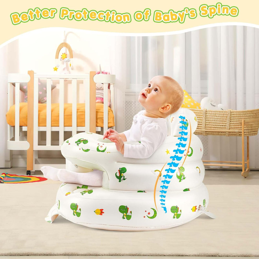 Aufblasbarer Babysitz für Babys ab 3 Monaten, aufblasbarer Baby-Stuhl eingebauter Luftpumpe Rückenst
