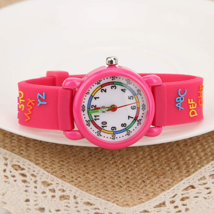 Kinder Cartoon Uhr, Briefmuster wasserdichte Kinder Armbanduhr PU Armband Armbanduhr für Kinder Klei