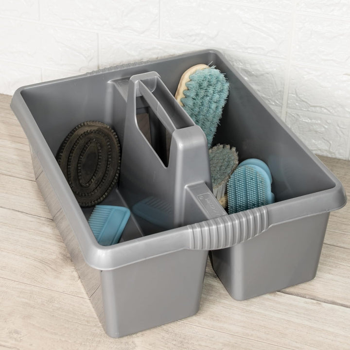 Tragbarer Organizer für Putzmittel 38x32x15 cm Schwarz Werkzeugträger Gartengerätekorb Schuhputzkast