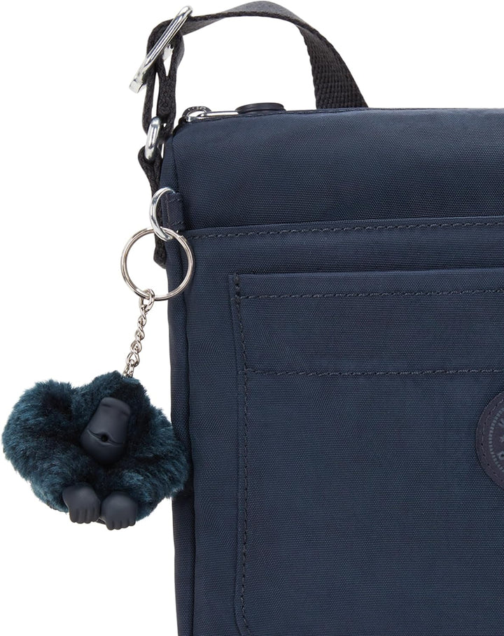 Kipling Sebastian Damen-Umhängetasche, glitzernd, goldfarben 9"L x 8.5"H x 1.75"D Blue Bleu, 9"L x 8