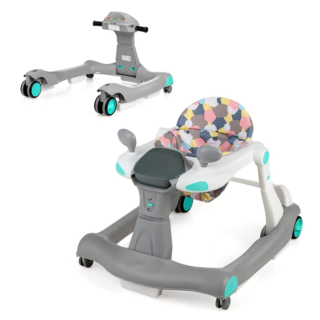 DREAMADE 2 in 1 Lauflernhilfe mit Musik & Licht, Baby Walker Höhenverstellbar & Klappbar, Gehfrei La