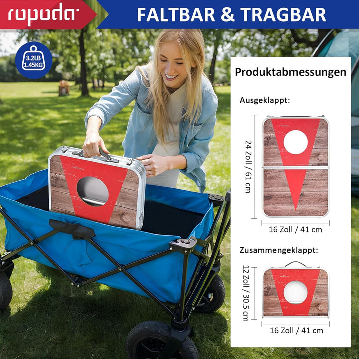 ROPODA Cornhole Set, Tragbares Wurfspiel Game Set mit 8 Sitzsäcken, Leichtes Beanbag-Brett mit Kante