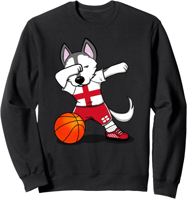 Dabbing Husky England Basketball Mannschaft Flagge Sport Sweatshirt