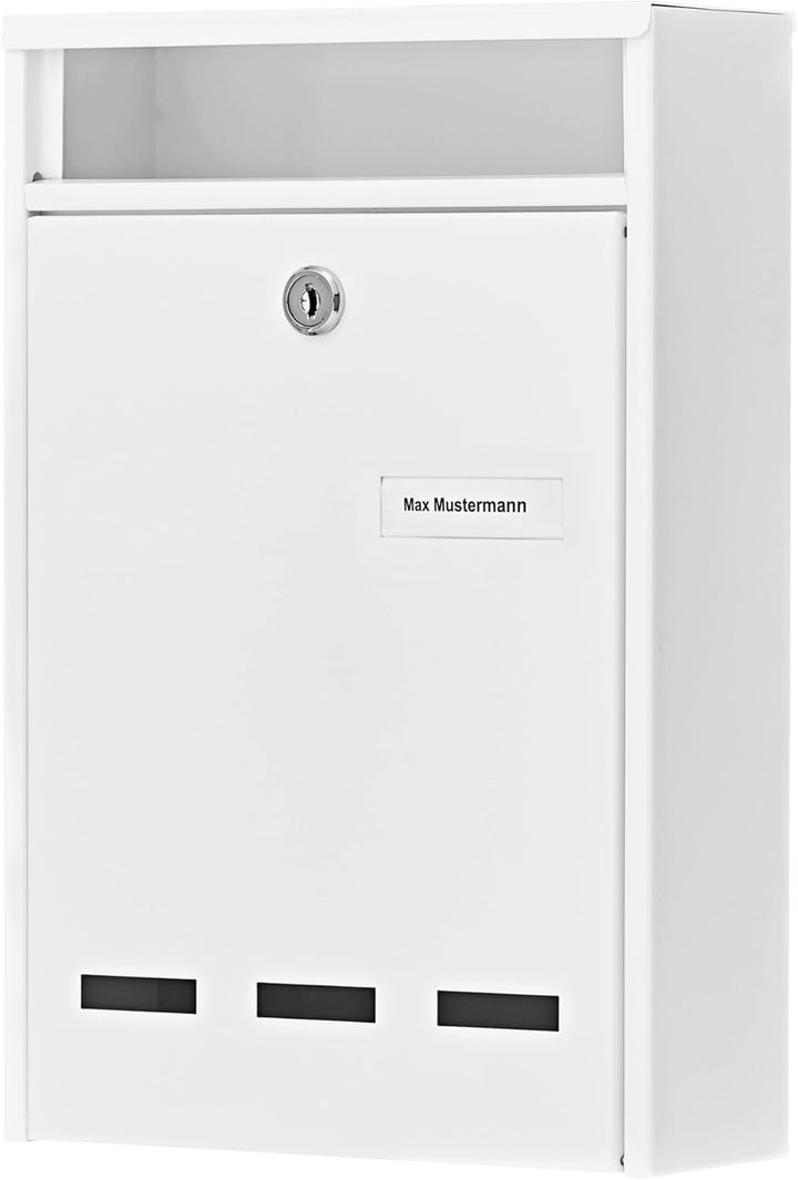 Burg Wächter Anlagenbriefkasten, A5 Einwurf-Format, Verzinkter Stahl, Wismar 771 W, Weiss Weiss (Ähn