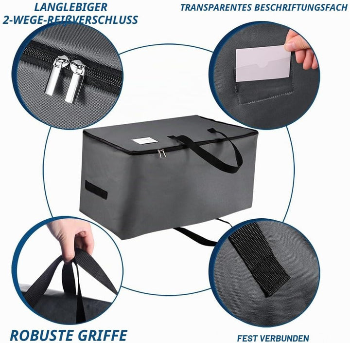 105L Extra Grosse Aufbewahrungstasche, 2 Stück Faltbare Aufbewahrungsbox mit Deckel und Griff, Tragb