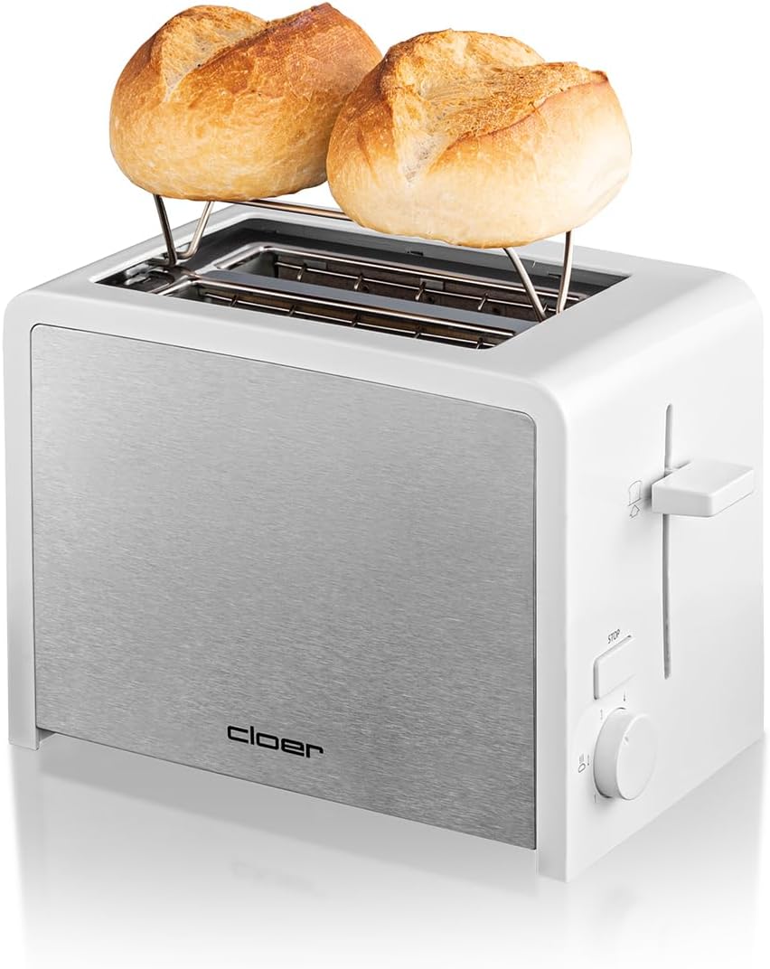 Cloer 3211 Toaster, 825 W, für 2 Toastscheiben, integrierter Brötchenaufsatz, Nachhebevorrichtung, K