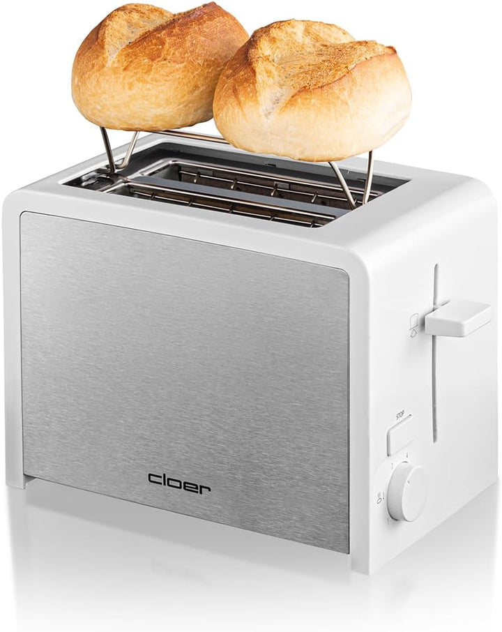 Cloer 3211 Toaster, 825 W, für 2 Toastscheiben, integrierter Brötchenaufsatz, Nachhebevorrichtung, K