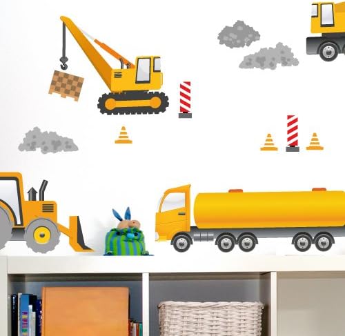 Wandkings Baumaschinen Wandsticker Megapack Set, 58 Aufkleber, Gesamtfläche 260 x 70 cm