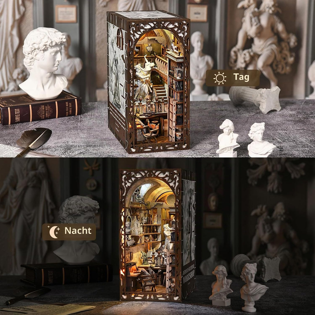 Book Nook Kit, DIY Miniatur Puppenhaus Bücherecke Kit für Jugendliche und Erwachsene mit Staubschutz