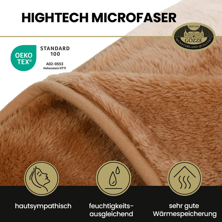 Gözze - Premium Cashmere-Feeling Wohn- und Kuscheldecke, 500 g/m², 130 x 170 cm - Sand, Offwhite San