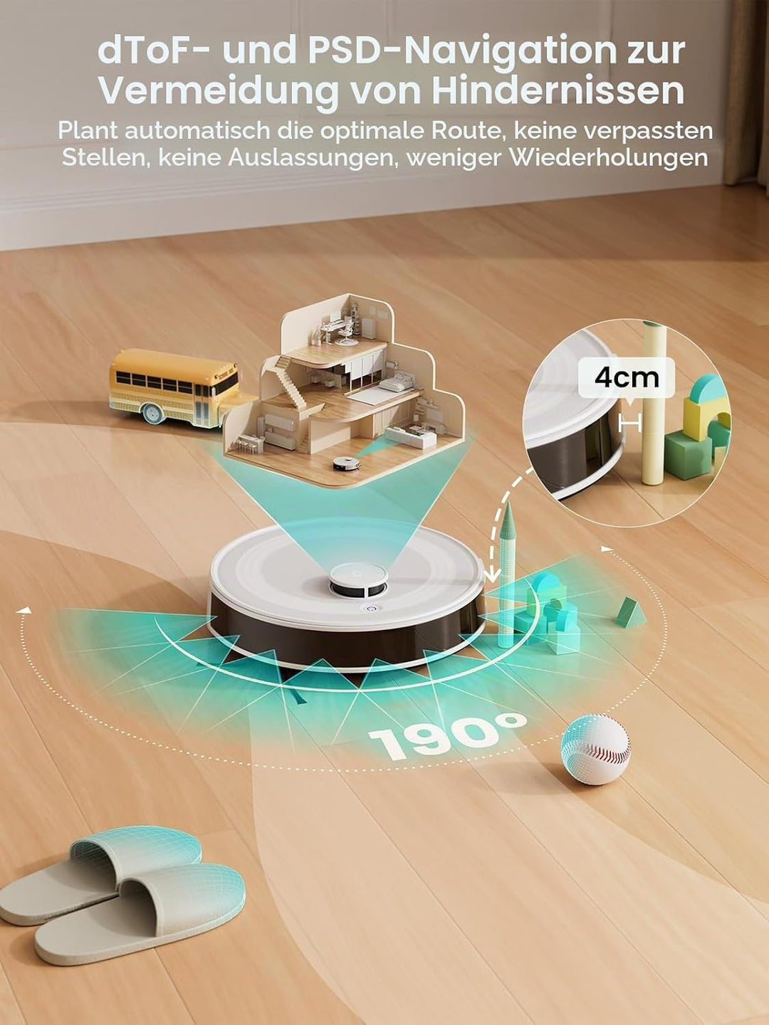 LEFANT M2 Saugroboter Mit Wischfunktion, Mehrstufiges Mapping, Staubsauger Roboter mit No-Go-Zonen,