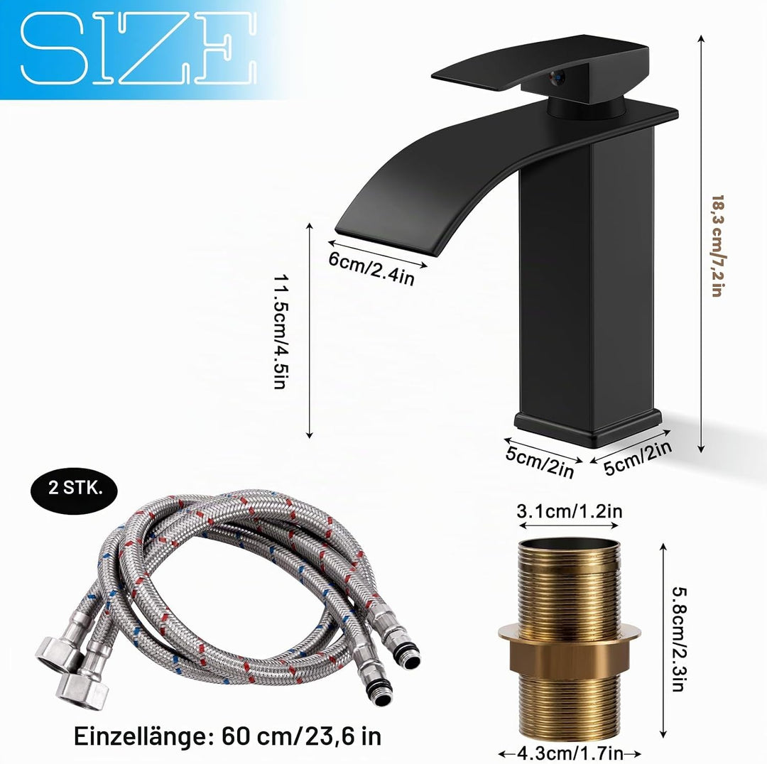Wasserfall Wasserhahn Bad Waschtischarmatur Einhebelmischer Waschbecken Wassersparend &amp; Spritzwasser