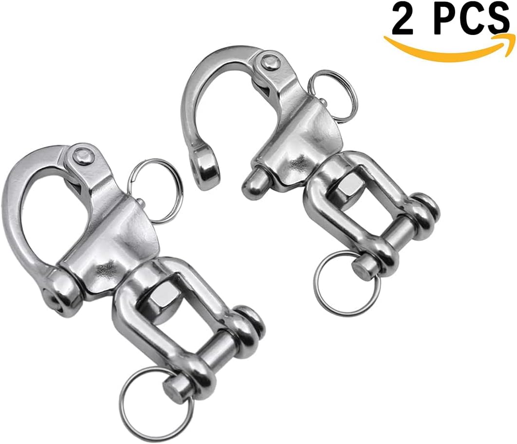 2 Stück Schnappschäkel, Wirbelschäkel, Edelstahl Schnappschäkel, Boot Schnappschäkel, Panikhaken Sch