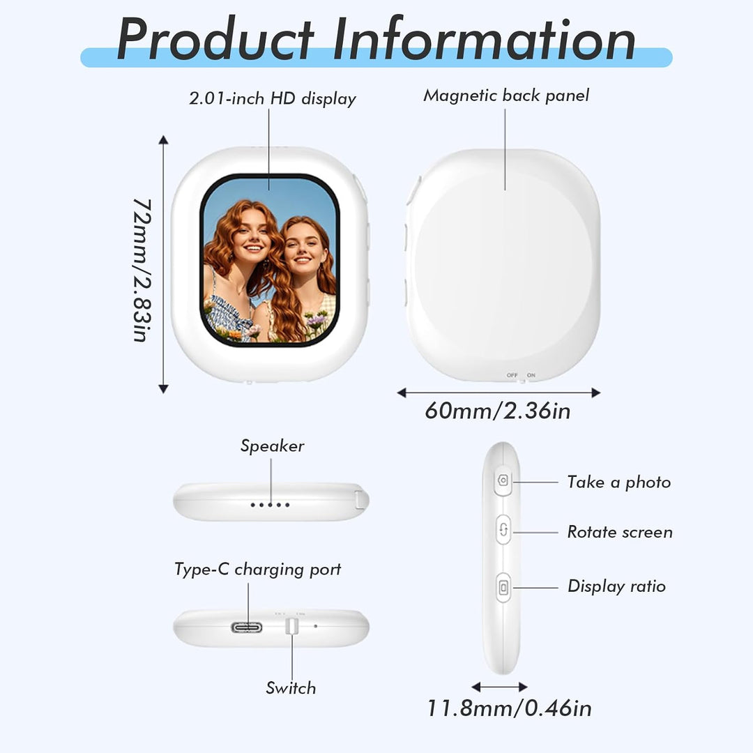 Handy Selfie Monitor für iPhone &amp; Android, 2.01 inch Kabellos Magnetischer Vlog Selfie Monitor Bilds