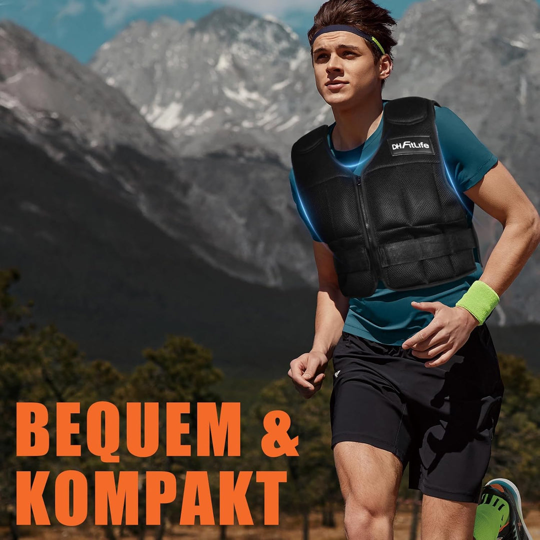 DH FitLife Verstellbare Gewichtsweste 10/20/30KG zum Muskelaufbau u. Krafttraining | Weighted Vest |