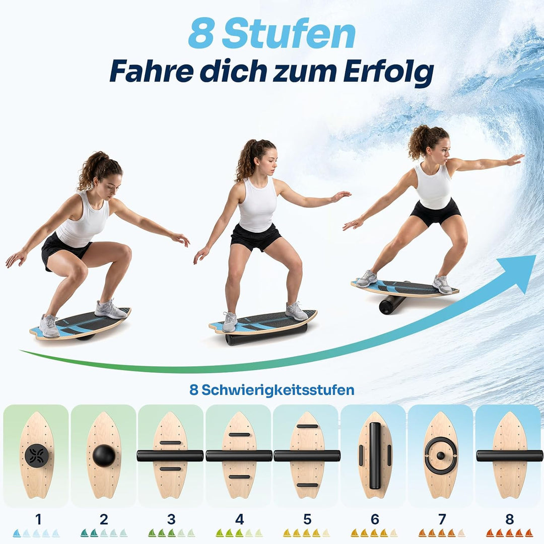 Sportneer Surfin Balance Board Erwachsene 8-in-1, Sicher, rutschfest 200 KG | Gleichgewichtstrainer