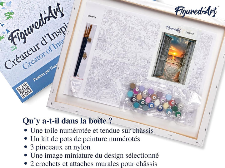 Figured'Art Malen Nach Zahlen Erwachsene Mit Rahmen Tor zum Meer - Paint by Numbers Basteln DIY Bast