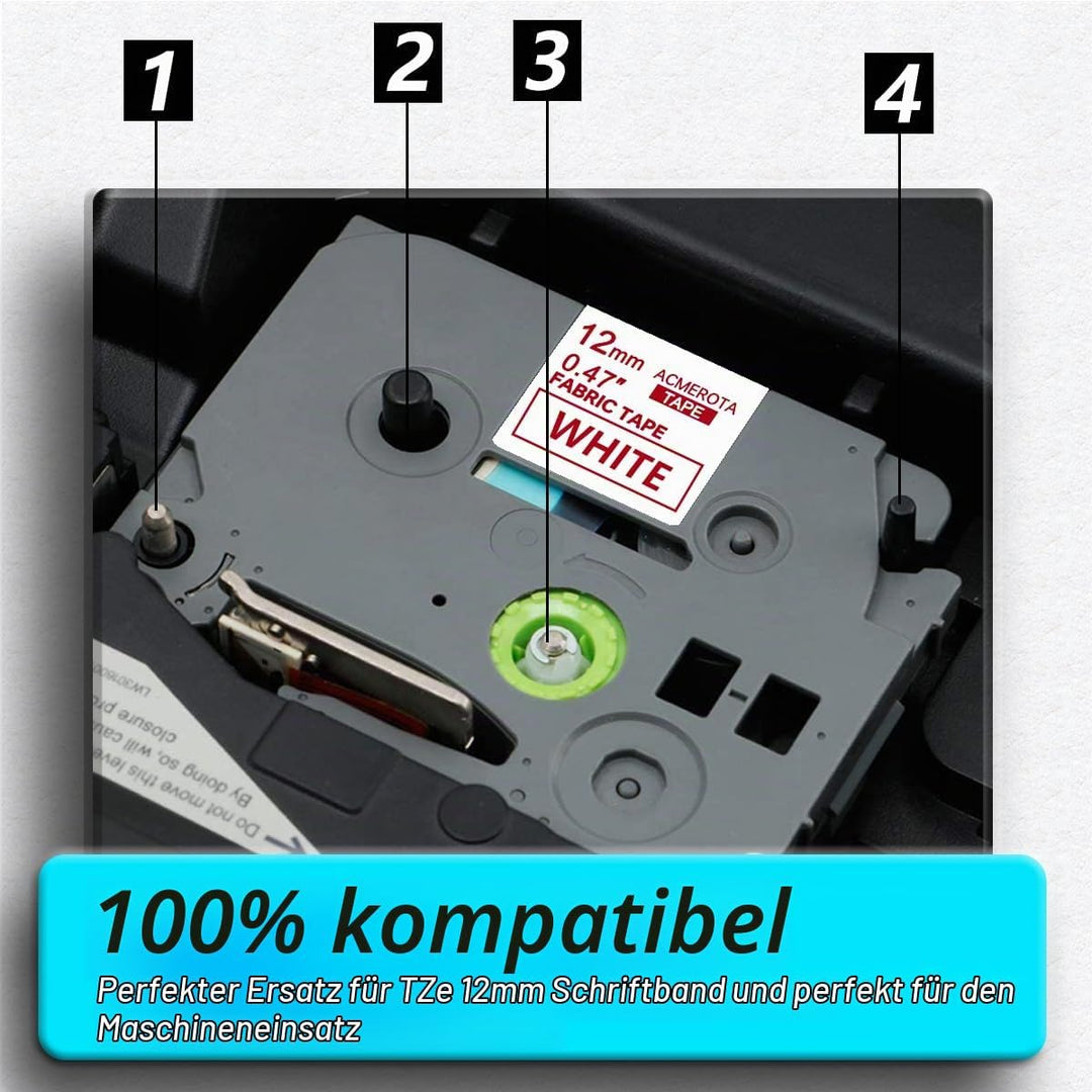 Kompatibel für Brother TZe-FA231 TZe-FA3 TZe-FA3R 12 mm x 3 m, Textil-Schriftband Aufbügelband für B